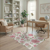 Delicate Pink Daisy Floral Area Rug