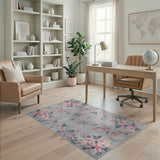 Vintage Blush Pink Peony Grey Area Rug