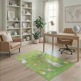 ODIKA Washable Easter Bunny Rabbit Area Rug - Low Pile Non-Slip Kids & Pet Friendly Nursery Carpet