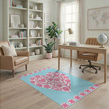 Floral Vintage Pink Floral Heart Area Rug