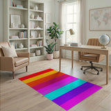 Stripe Multi-color and Patterns Vibrant Multi-Color Horizontal Stripe Area Rug