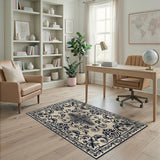 Ornate Black Floral Persian Traditional Persian Area Rug