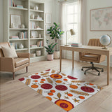 Vibrant Pomegranate Pumpkin Fruit Pattern Rug