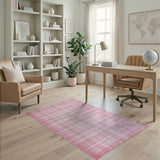 Pink Checkered Distressed Vintage Area Rug