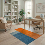 Modern Blue Orange Color Block Area Rug