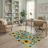 Floral Vintage Yellow Vibrant Sunflower Meadow Area Rug