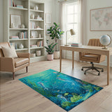 ODIKA Washable Undersea Mermaid Fantasy Area Rug - Low Pile & Non-Slip