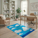 Whimsical Cartoon Clouds Blue Sky Area Rug