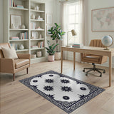 Black and White Traditional Persian Black White Traditional Persian Floral Rug