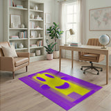 Vibrant Yellow Smiley Face Cartoon Area Rug