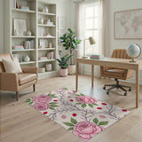 Blush Pink Roses Berries Floral Rug