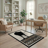 Black Bison Silhouette Heritage Tribal Rug
