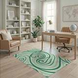Swirling Green Heritage Tribal Area Rug