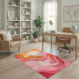 Pink Sunset Waves Area Rug