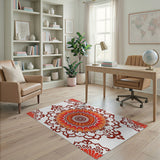 Red Traditional Persian Ornate Red Mandala Persian Area Rug