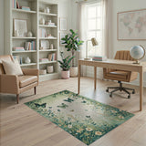 Vintage Green Butterfly Garden Area Rug