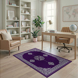 Purple Purple Traditional Persian Floral Area Rug