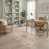 Distressed Vintage Orange Medallion Area Rug