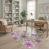 Vibrant Pink Cosmos Floral Area Rug