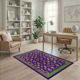 Purple Fleur-de-Lis Multi-Color Area Rug