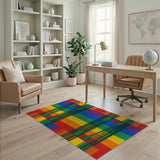 Green Oar Rainbow Plaid Area Rug