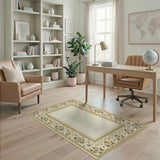 Ivory Gold Floral Border Area Rug