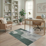 Teal Abstract Geometric Modern Area Rug