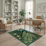 Vintage Peacock Magnolia Floral Rug