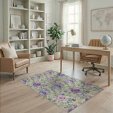 ODIKA Washable Purple Floral Vintage Rug - Non-Slip Low Pile Area Rug