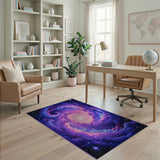 Cosmic Purple Galaxy Spiral Area Rug