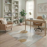Abstract Beige Wave Area Rug