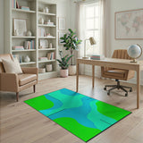 Teal and Green Abstract Wave Area Rug