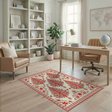 Red Papercut Fir Tree Area Rug