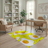 Smiling Fried Egg Yellow Cartoon Area Rug