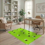 Cute Cartoon Bees Green Area Rug