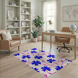 Blue Floral Vine Cream Area Rug