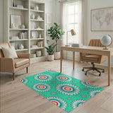 Turquoise Starburst Geometric Area Rug