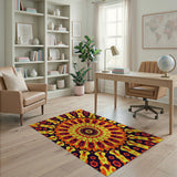 Fiery Mandala Geometric Area Rug