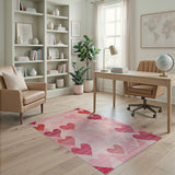 Ombre Hearts Pink Geometric Area Rug