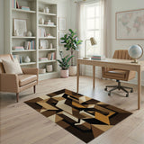 Brown and Tan Geometric Modern Abstract Geometric Brown Tan Area Rug