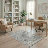 Beige Neutral Geometric Tribal Area Rug