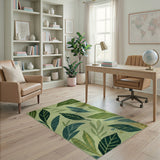Abstract Area Lush Green Leaves Area Rug