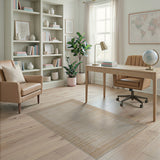 Beige and Neutral Coastal Beach Beige Woven Border Area Rug