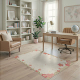 Blush Pink Floral Embroidery Border Rug