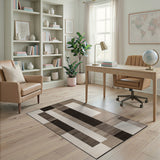 Modern Geometric Beige Grey Block Rug