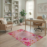 Blush Pink Peony Blossom Border Rug