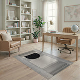 Modern Semicircle Geometric Black White Area Rug