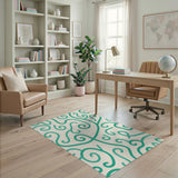 Green Swirling Mint Green Abstract Area Rug