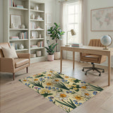 Daffodil Forget-Me-Not Floral Pattern Rug
