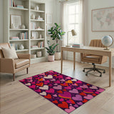 Vibrant Multi-Color Hearts Area Rug